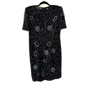 Vintage‎ Robert Anthony Sequined Beaded Lined 100% Silk Dress Size 12